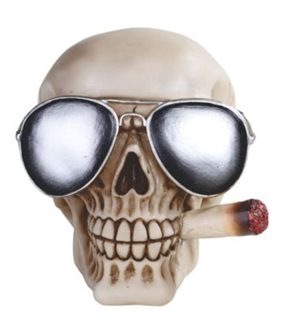 Skull Smoking with Pilot Glasses